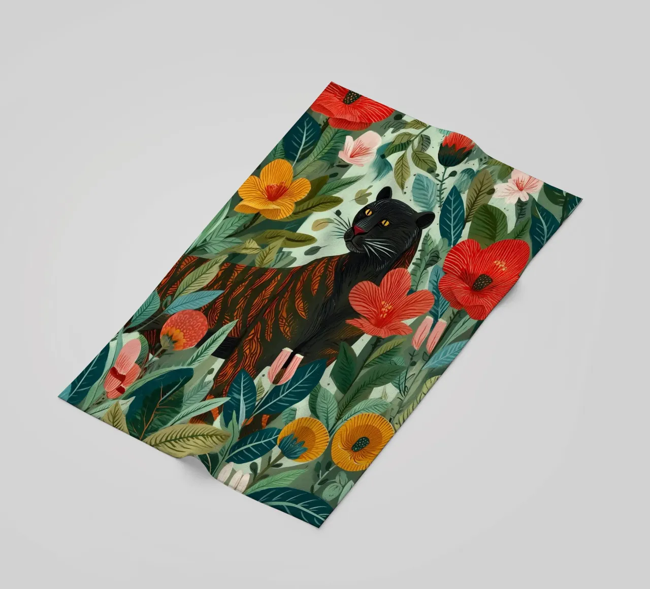 Portrait of a Panther in Bloom I beach towel by Luca