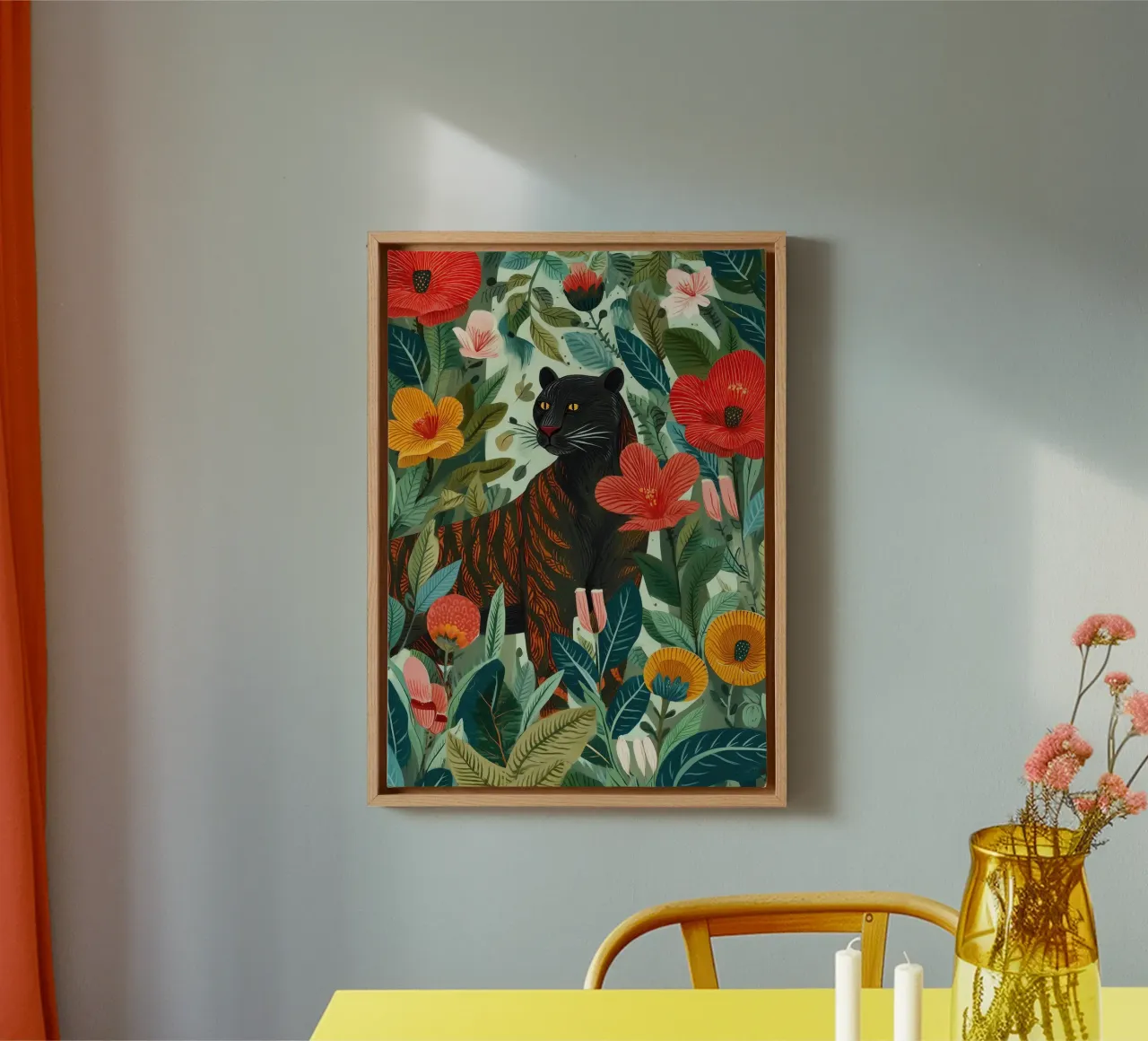 Portrait of a Panther in Bloom I canvas van Luca