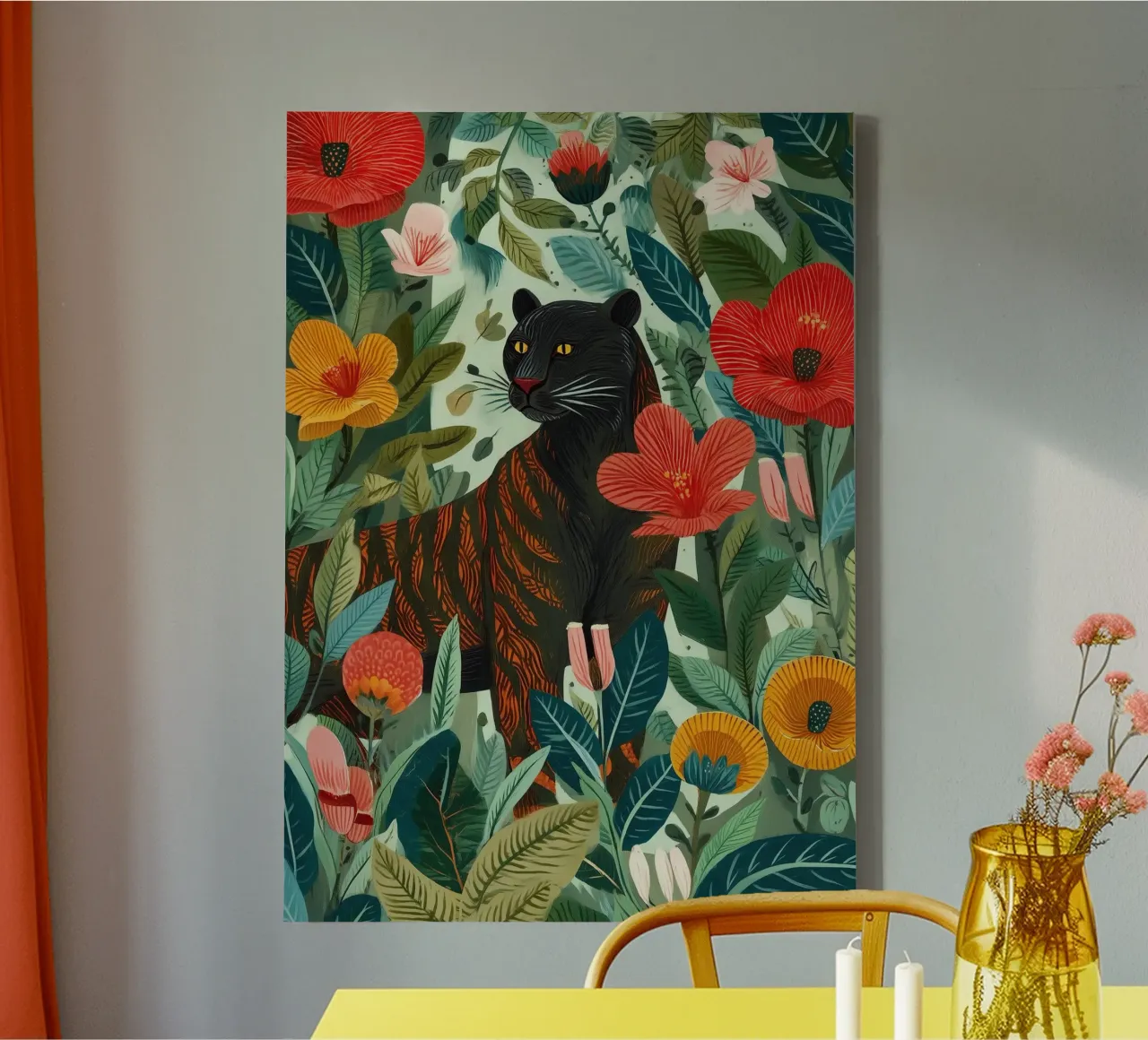 Portrait of a Panther in Bloom I canvas van Luca