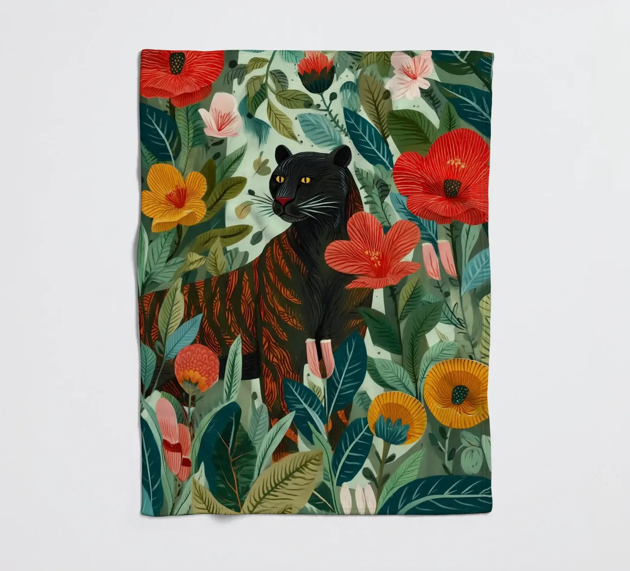 Portrait of a Panther in Bloom I coperta in pile da Luca