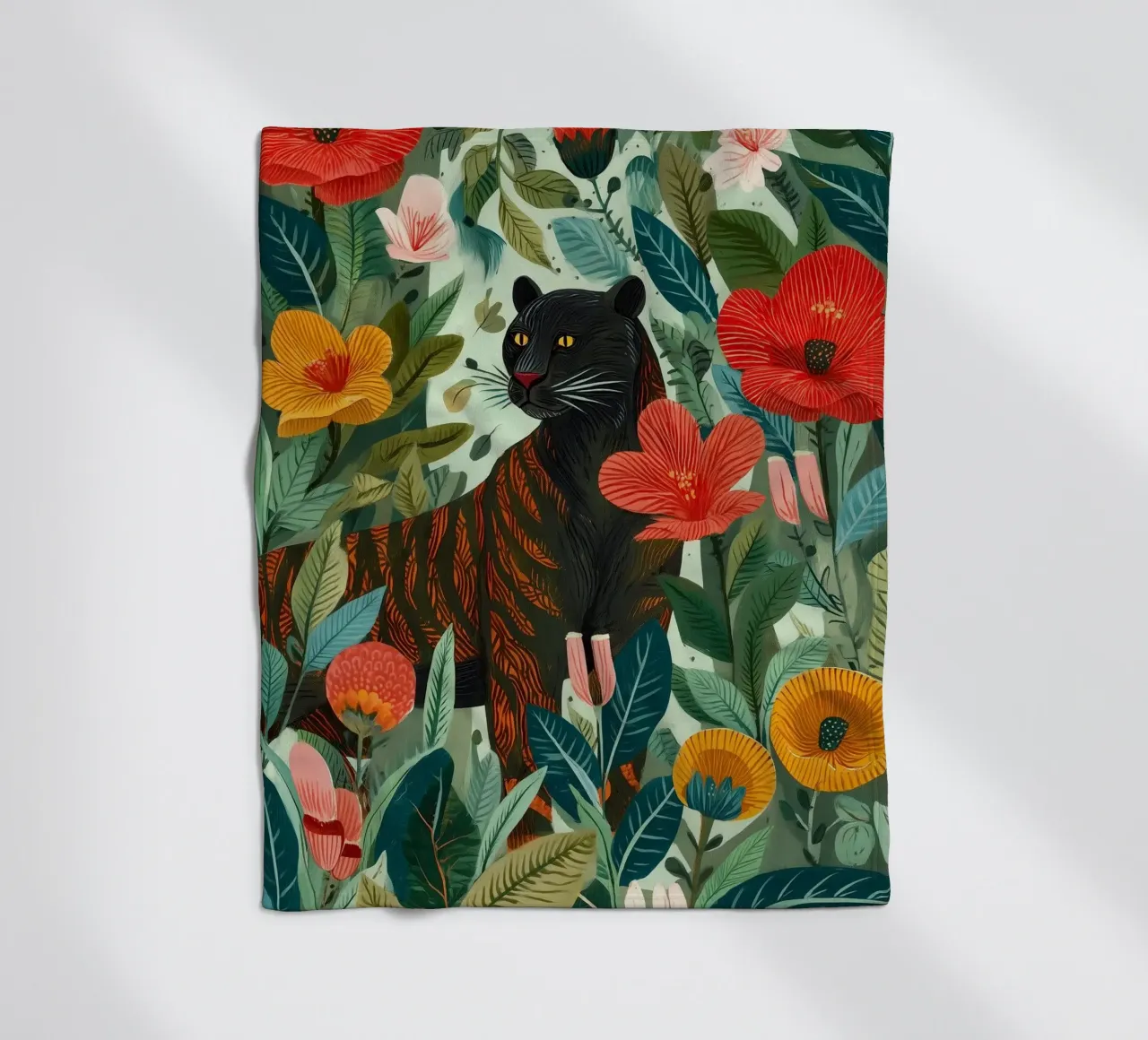 Portrait of a Panther in Bloom I coperta in pile da Luca