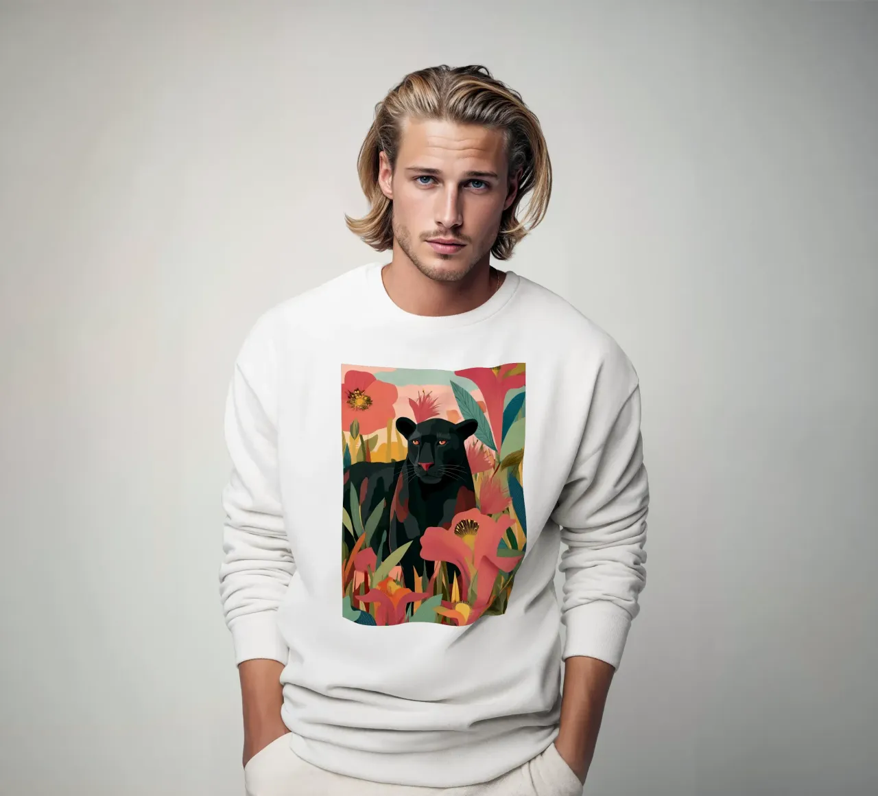 Portrait of a Panther in Bloom II Sweatshirt von Luca