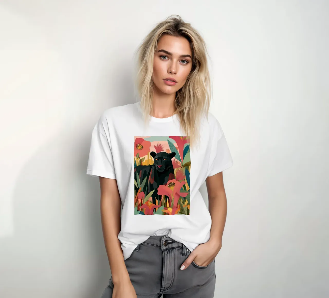 Portrait of a Panther in Bloom II t-shirt da Luca