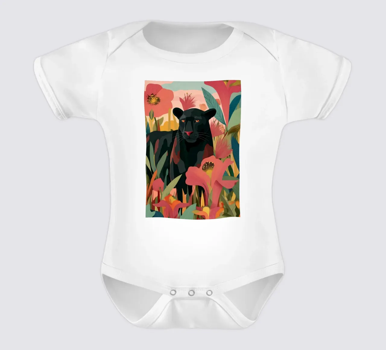 Portrait of a Panther in Bloom II body neonato maniche corte da Luca