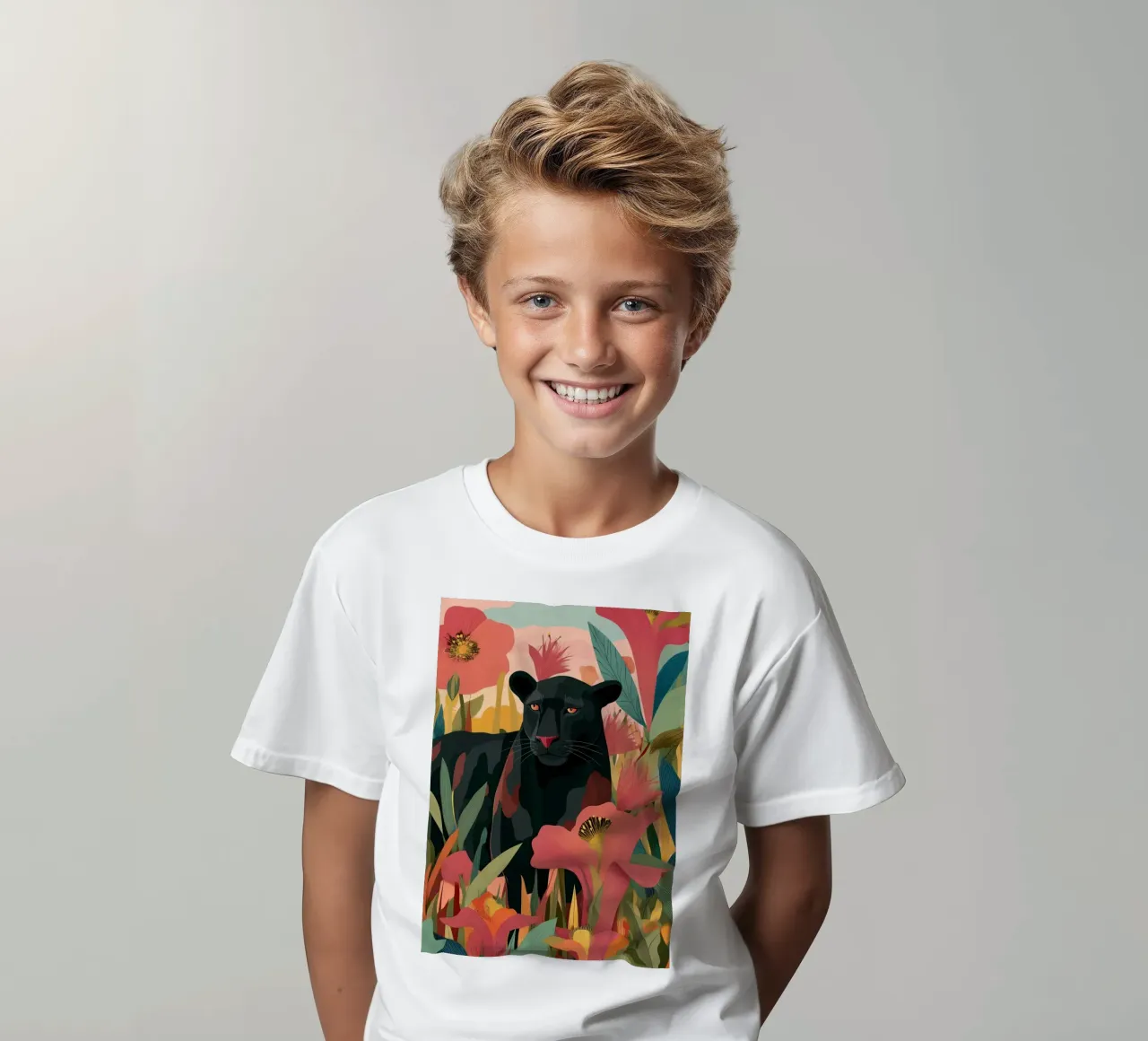 Portrait of a Panther in Bloom II t-shirt bambini da Luca