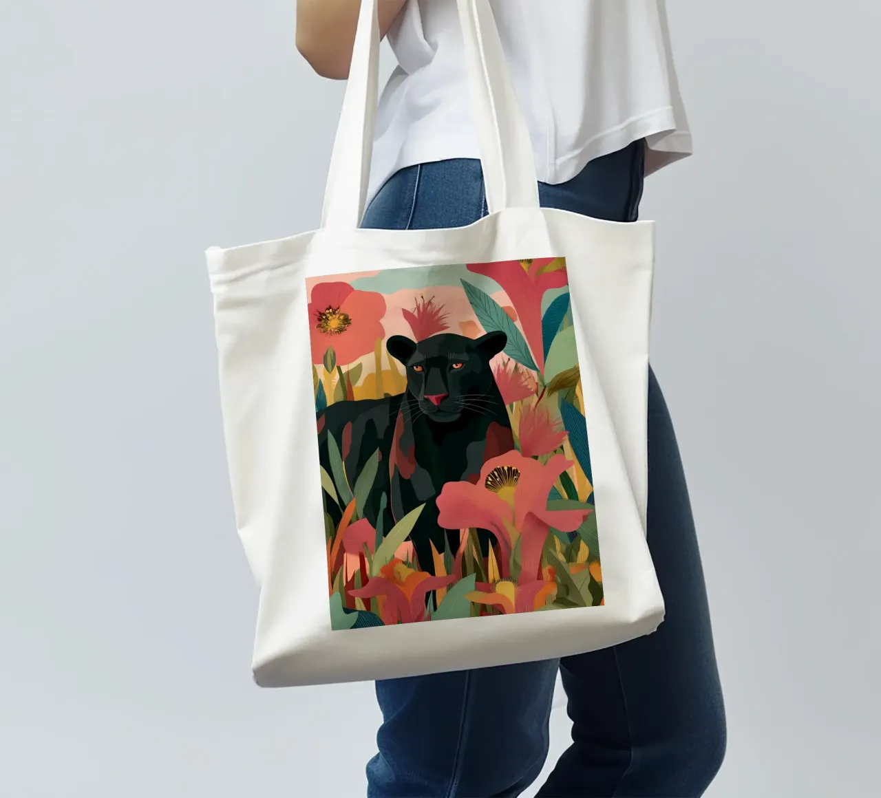 Portrait of a Panther in Bloom II borsa in juta da Luca