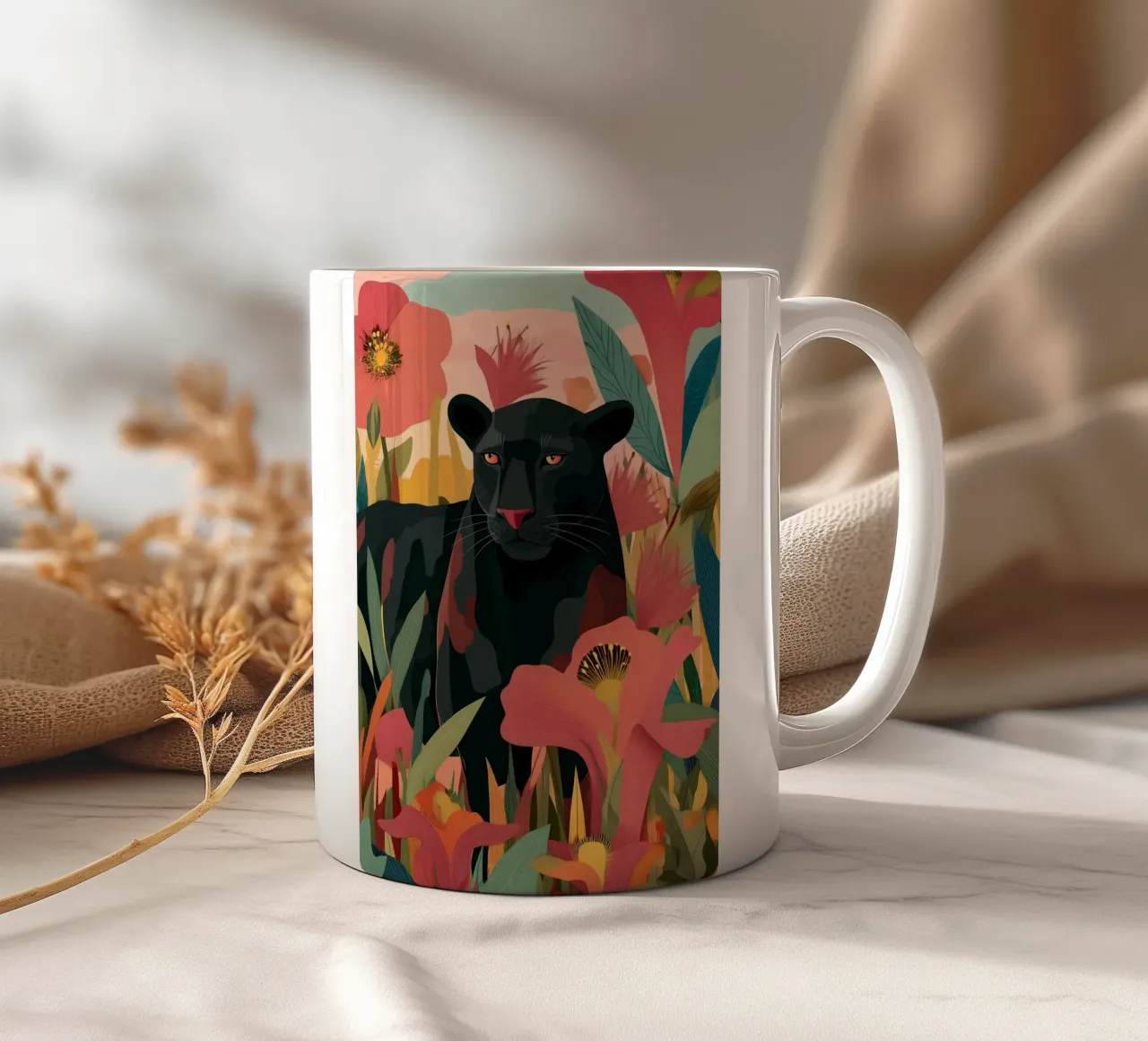 Portrait of a Panther in Bloom II tazza in ceramica da Luca