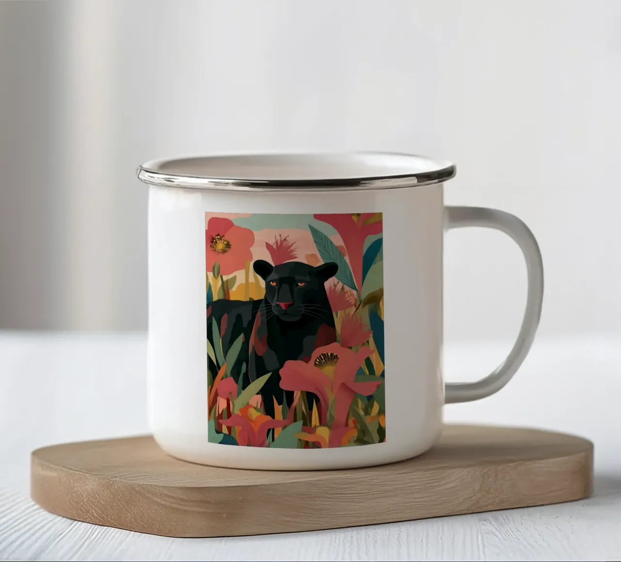 Portrait of a Panther in Bloom II tazza in smalto da Luca