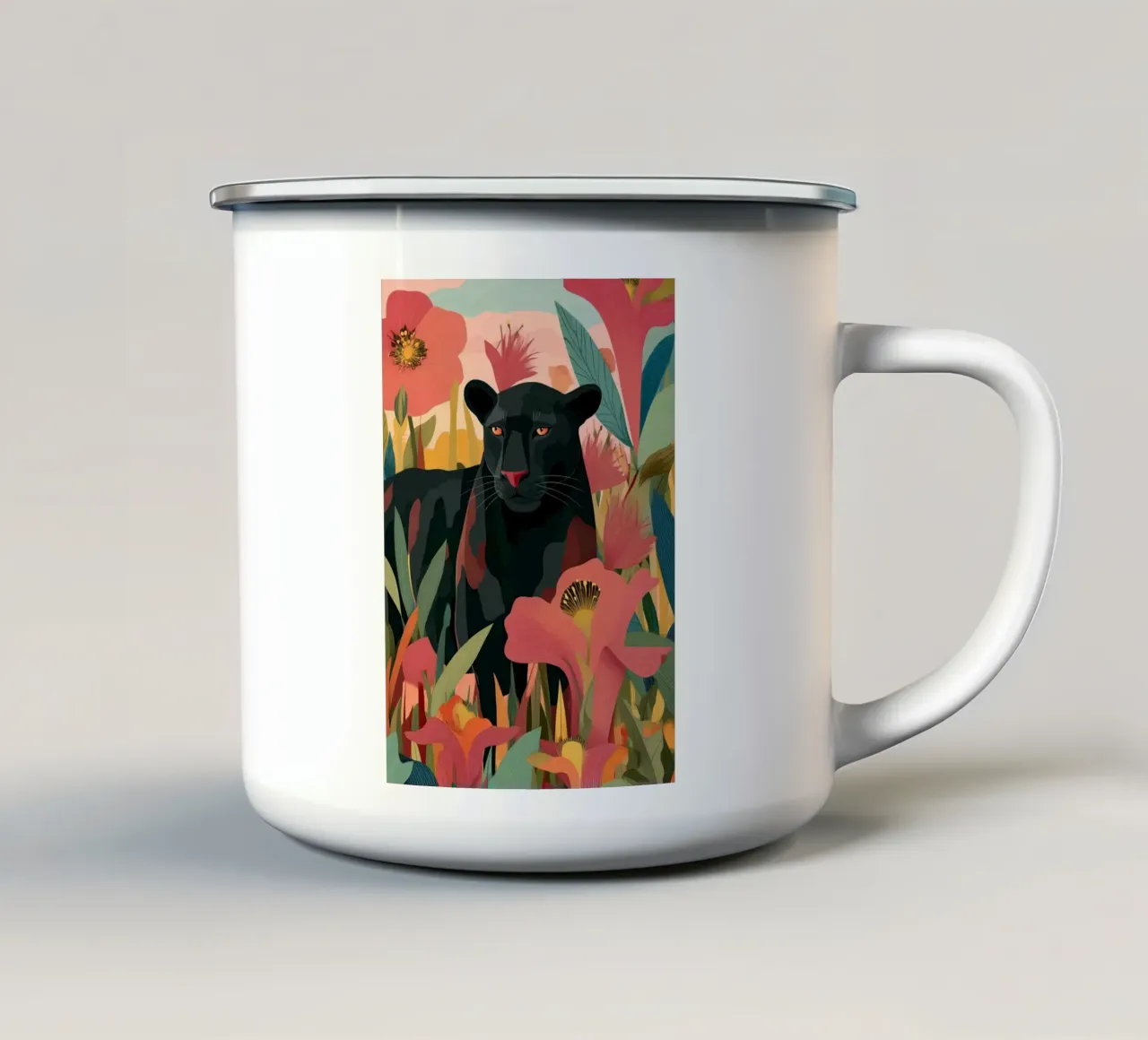Portrait of a Panther in Bloom II tazza in smalto da Luca