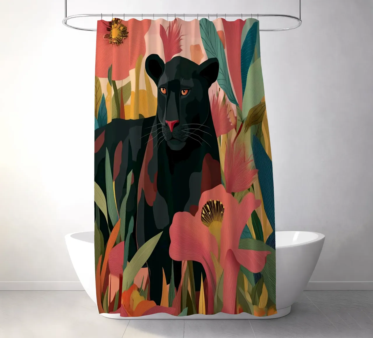 Portrait of a Panther in Bloom II Duschvorhang von Luca