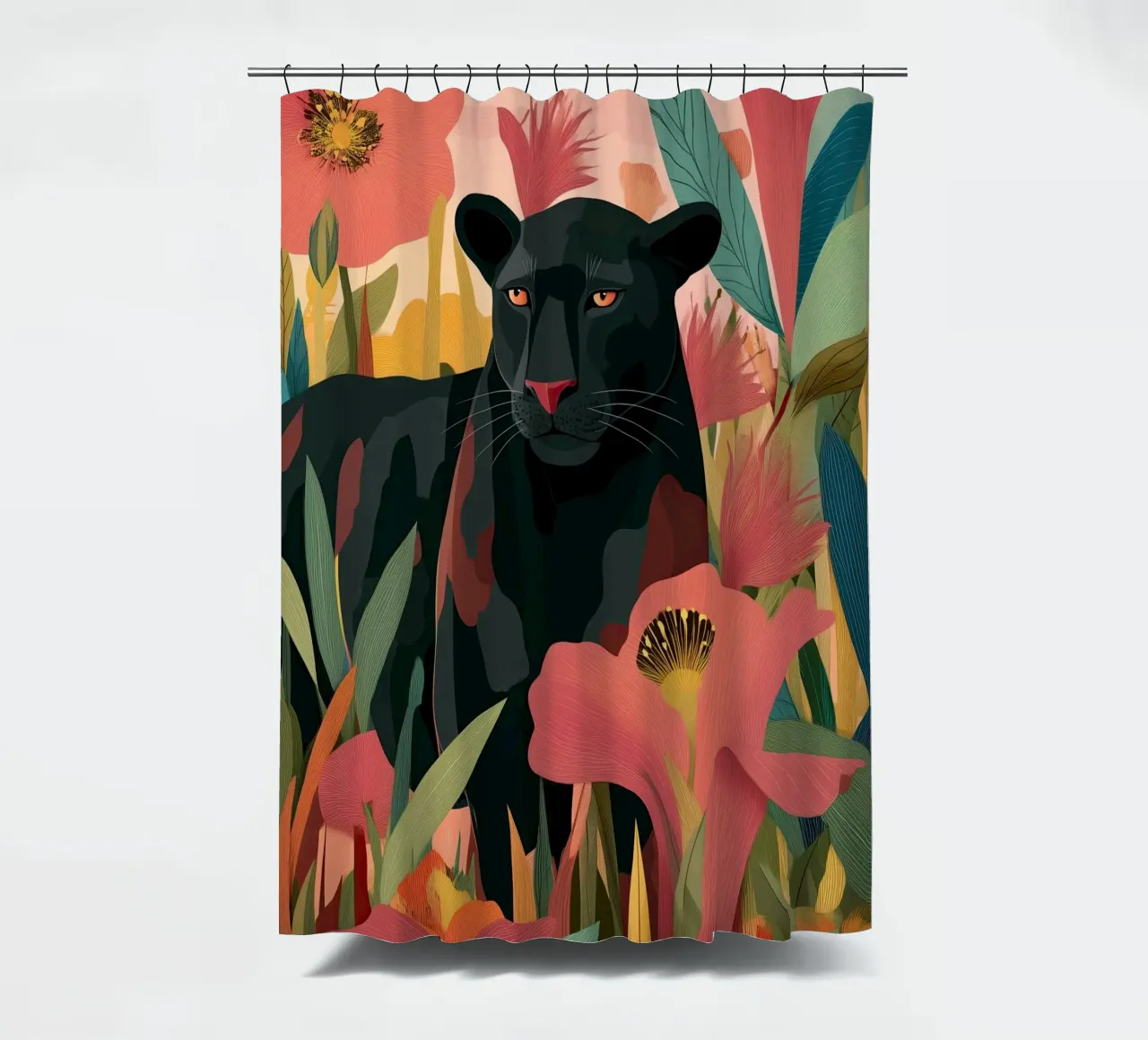 Portrait of a Panther in Bloom II Duschvorhang von Luca