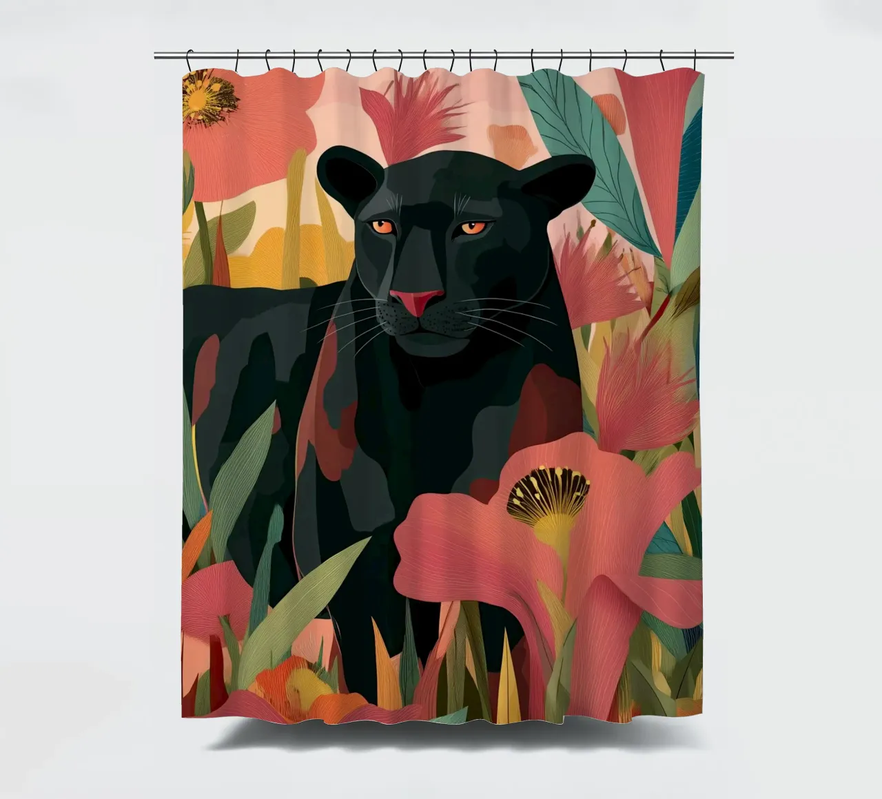 Portrait of a Panther in Bloom II Duschvorhang von Luca