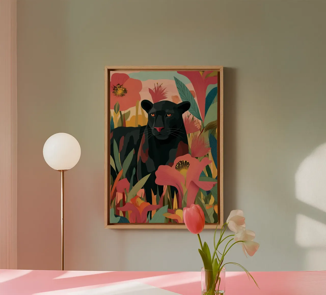Portrait of a Panther in Bloom II canvas van Luca