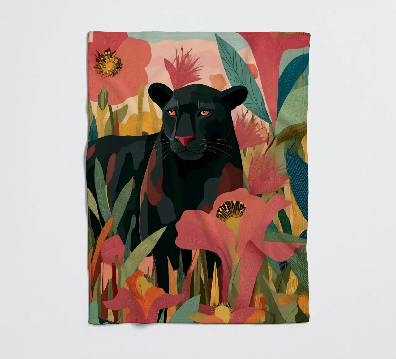 Portrait of a Panther in Bloom II coperta in pile da Luca
