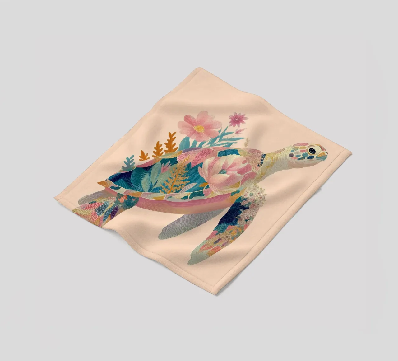 Portrait of a Turtle in Bloom fleecedeken van Luca