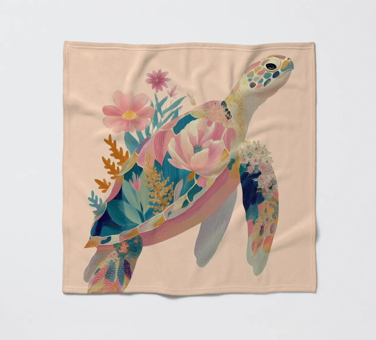 Portrait of a Turtle in Bloom fleecedeken van Luca