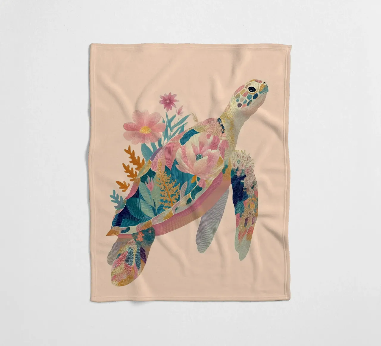 Portrait of a Turtle in Bloom fleecedeken van Luca