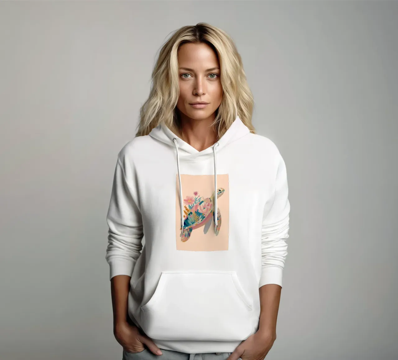 Portrait of a Turtle in Bloom sudadera con capucha de Luca