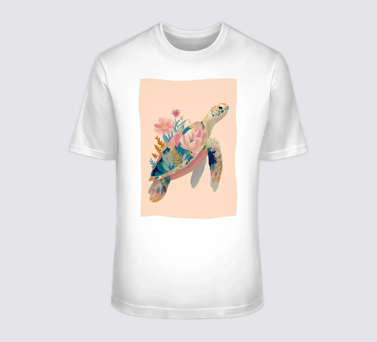 Portrait of a Turtle in Bloom t-shirt van Luca