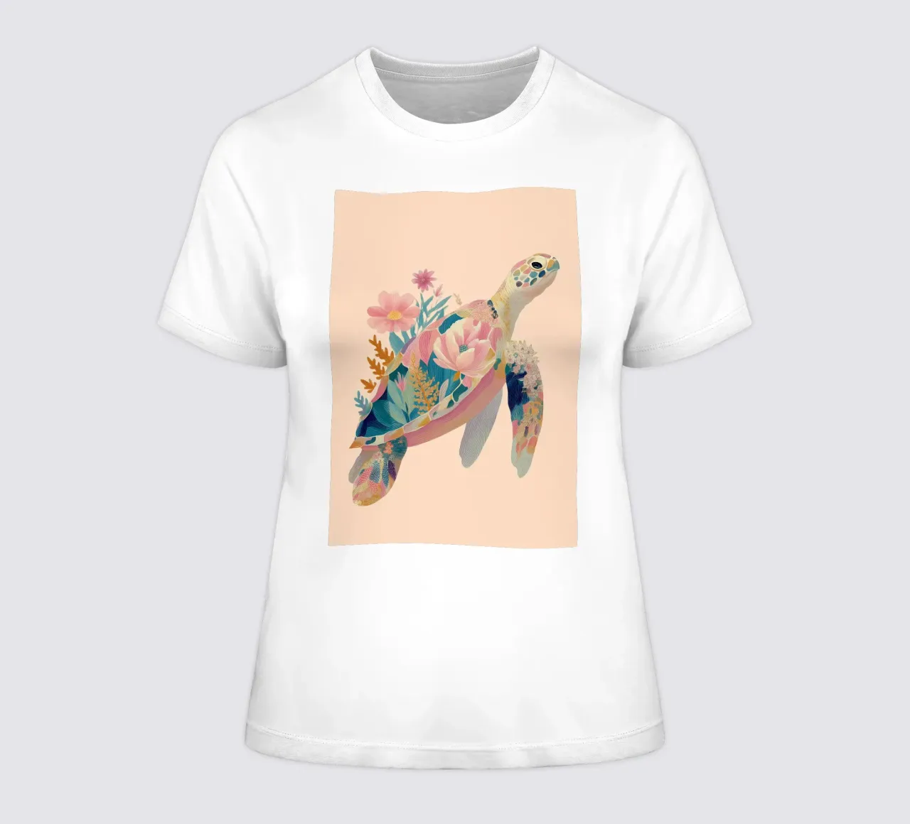 Portrait of a Turtle in Bloom camiseta de mujer de Luca