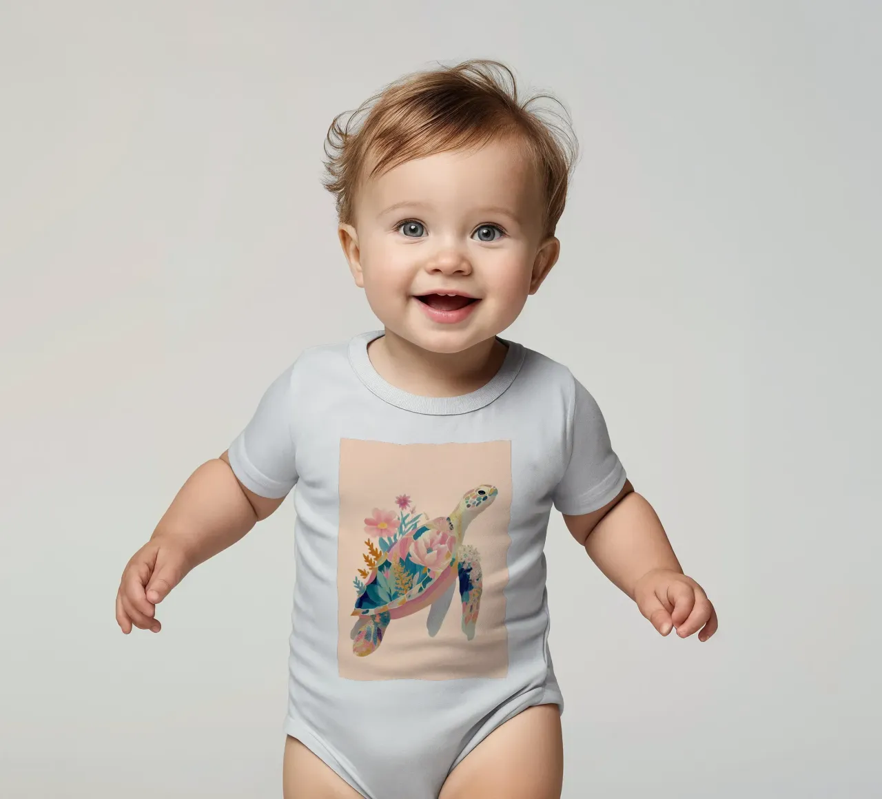 Portrait of a Turtle in Bloom Kurzarm Babybody von Luca