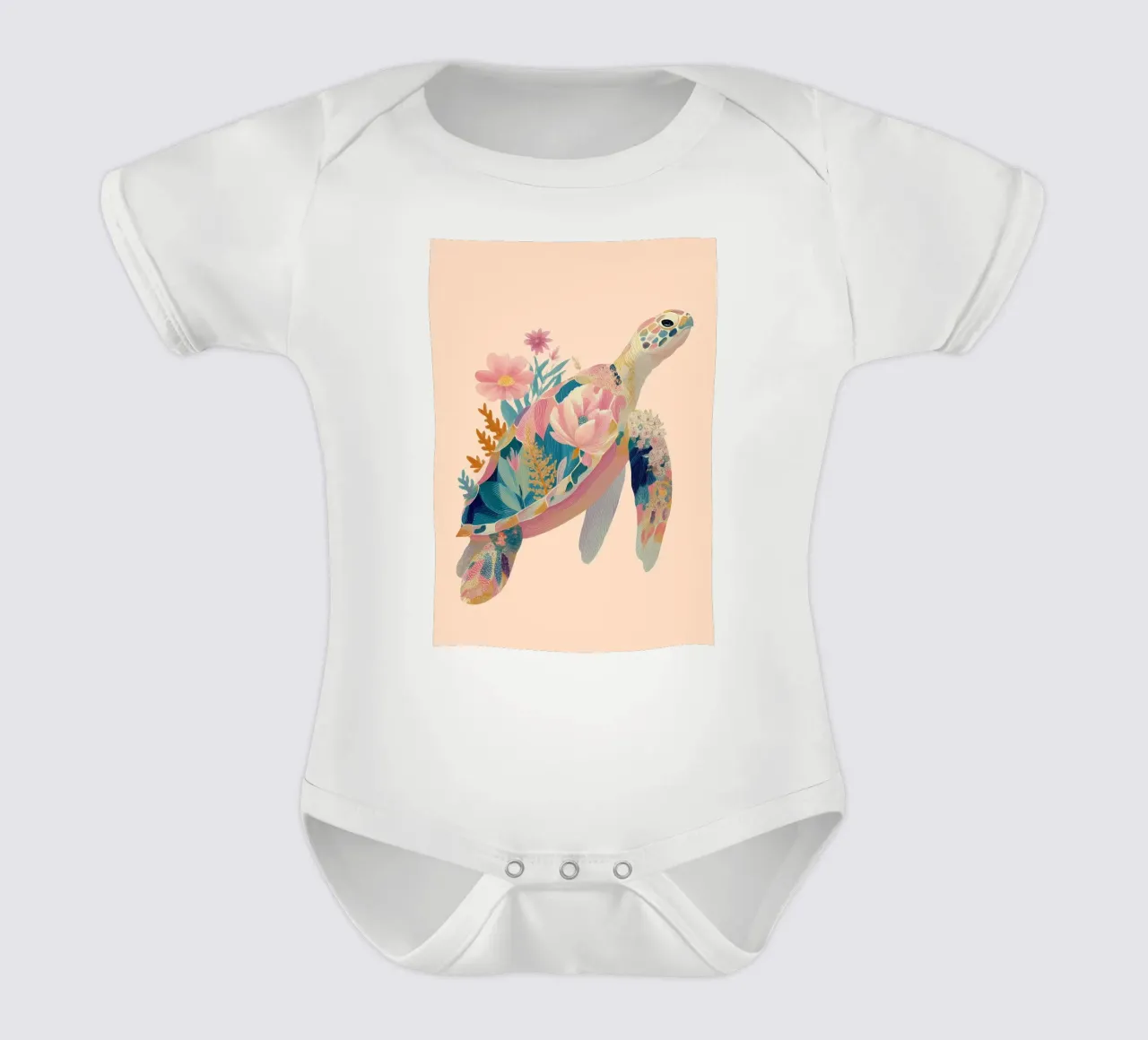 Portrait of a Turtle in Bloom Kurzarm Babybody von Luca