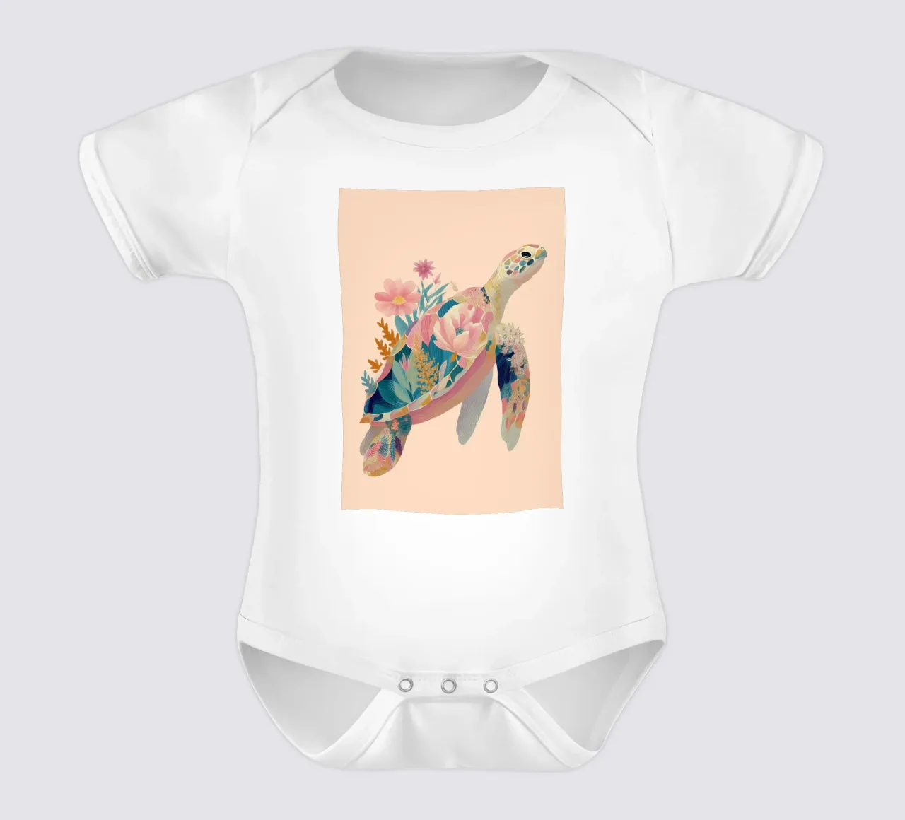 Portrait of a Turtle in Bloom body neonato maniche corte da Luca