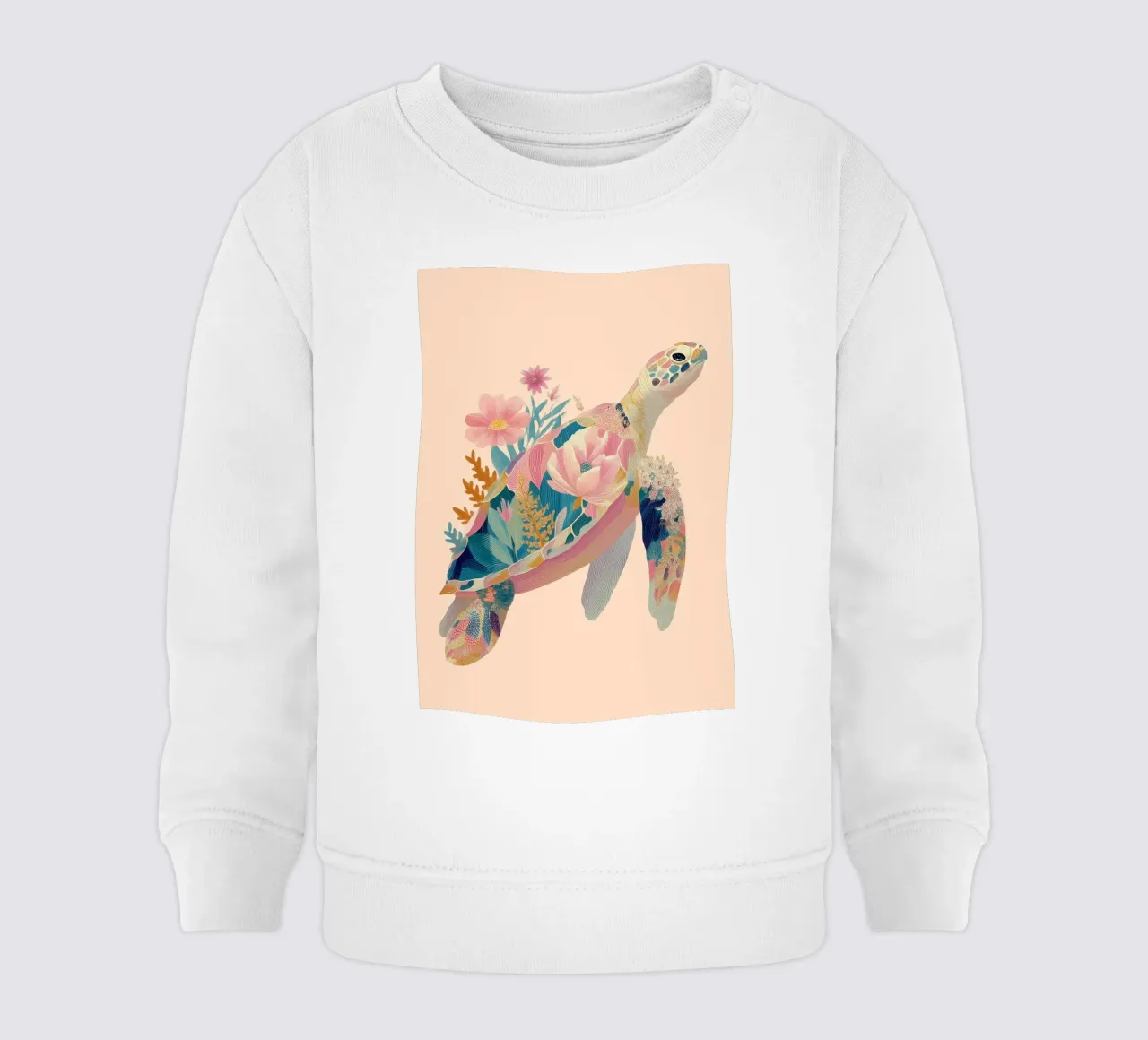 Portrait of a Turtle in Bloom Baby Sweatshirt von Luca