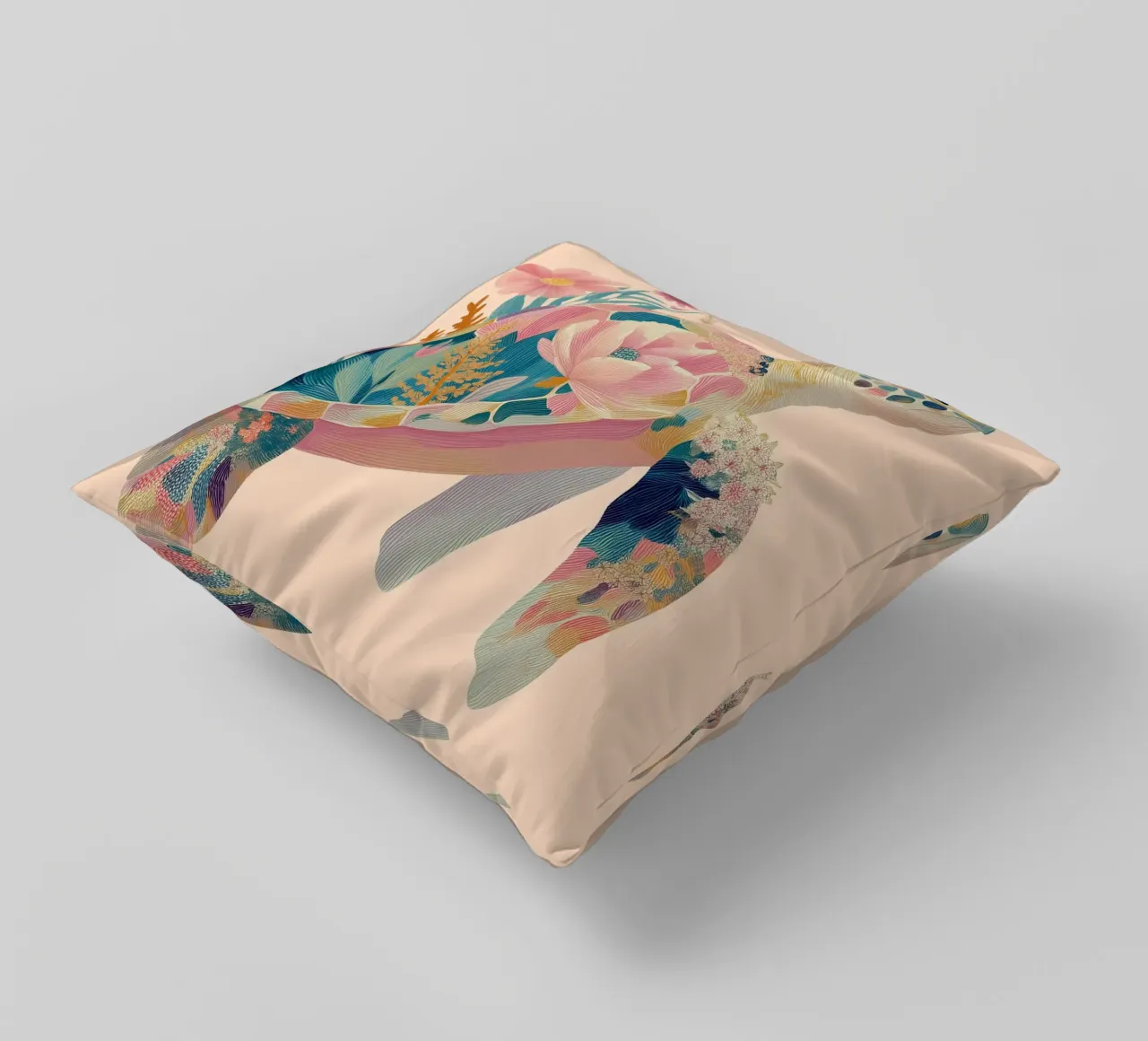 Portrait of a Turtle in Bloom cuscino da Luca