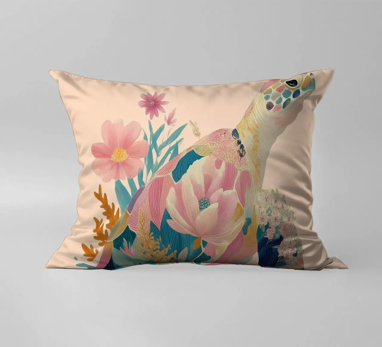 Portrait of a Turtle in Bloom cuscino da Luca