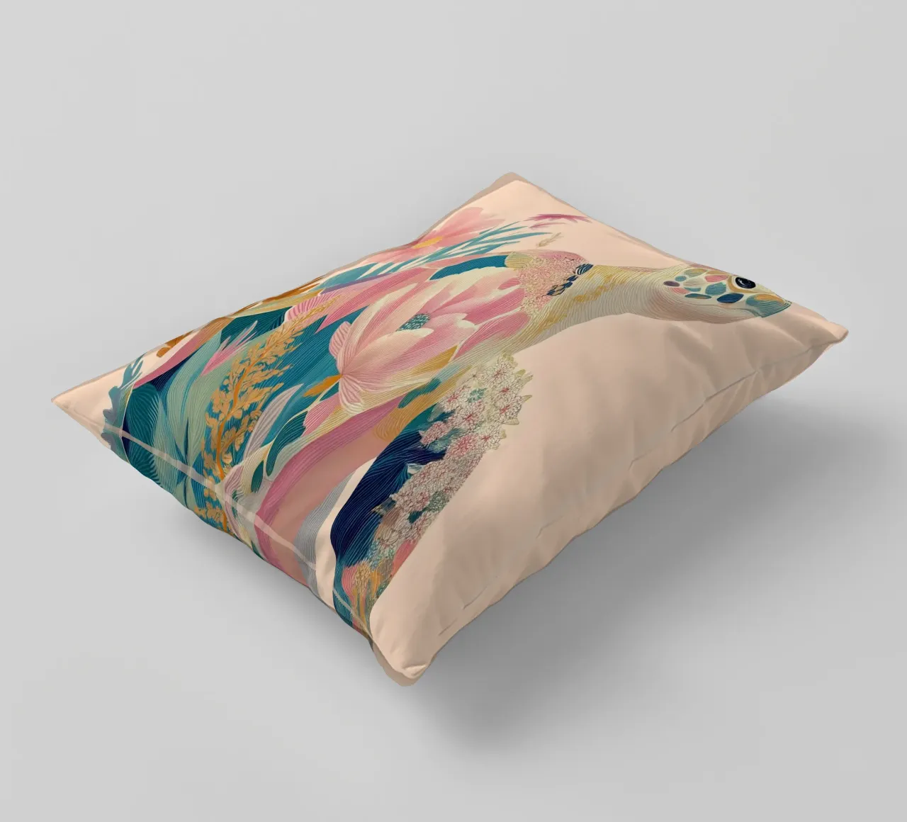 Portrait of a Turtle in Bloom cuscino da Luca