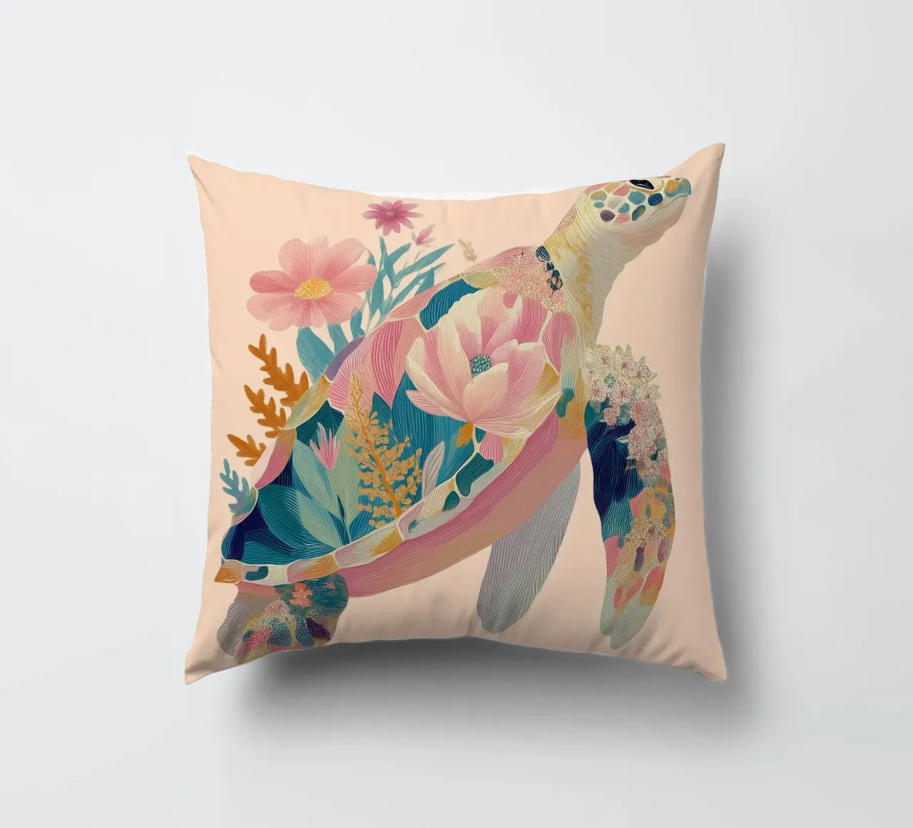 Portrait of a Turtle in Bloom cuscino da Luca