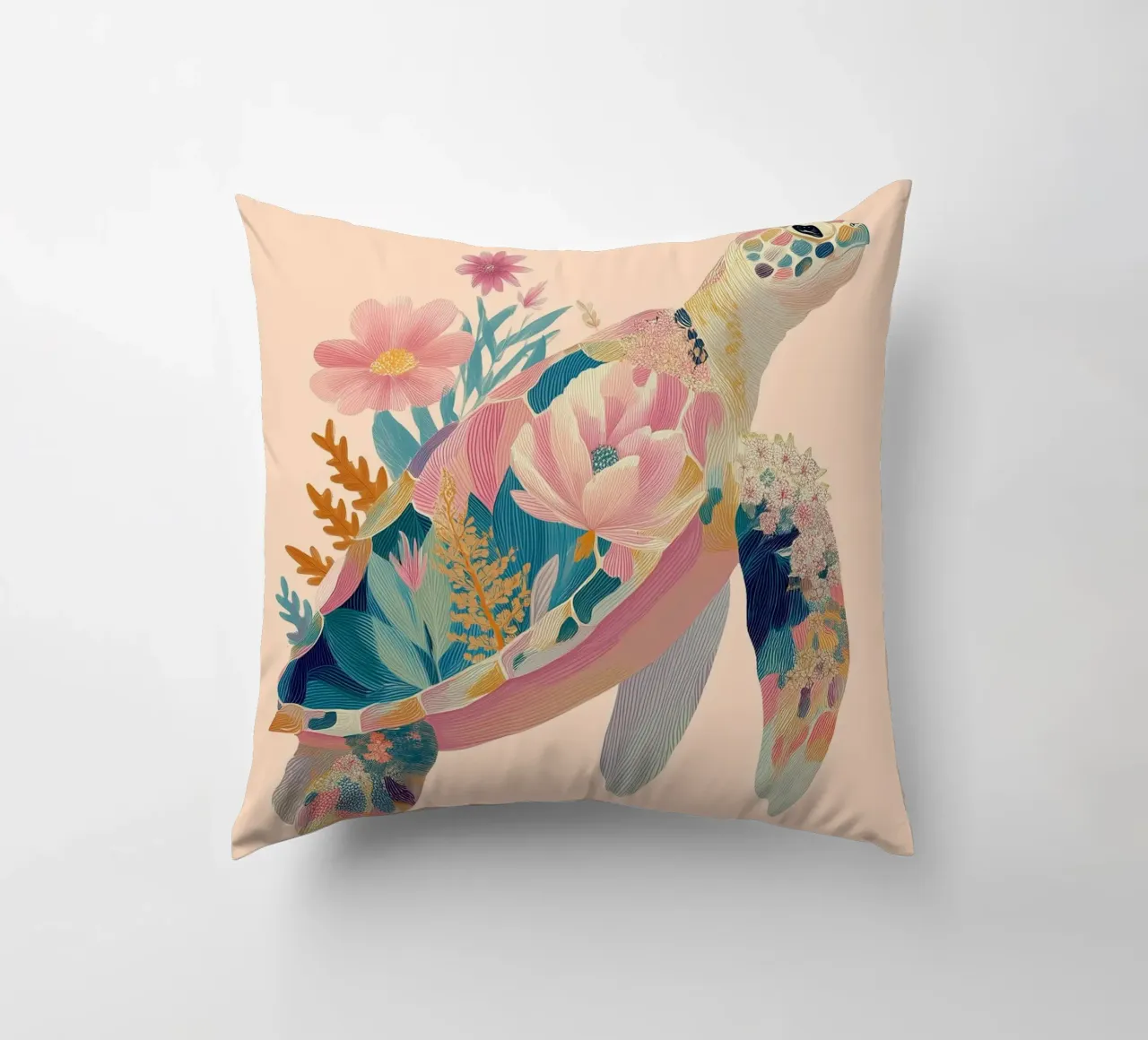 Portrait of a Turtle in Bloom cuscino da Luca