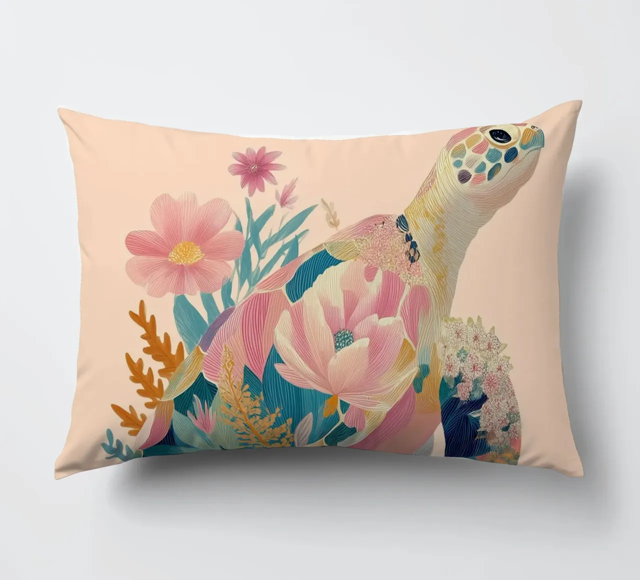 Portrait of a Turtle in Bloom cuscino da Luca