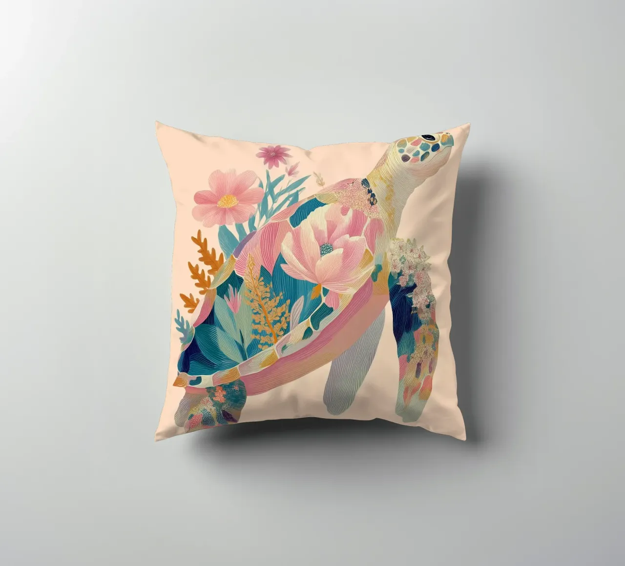 Portrait of a Turtle in Bloom cuscino da Luca