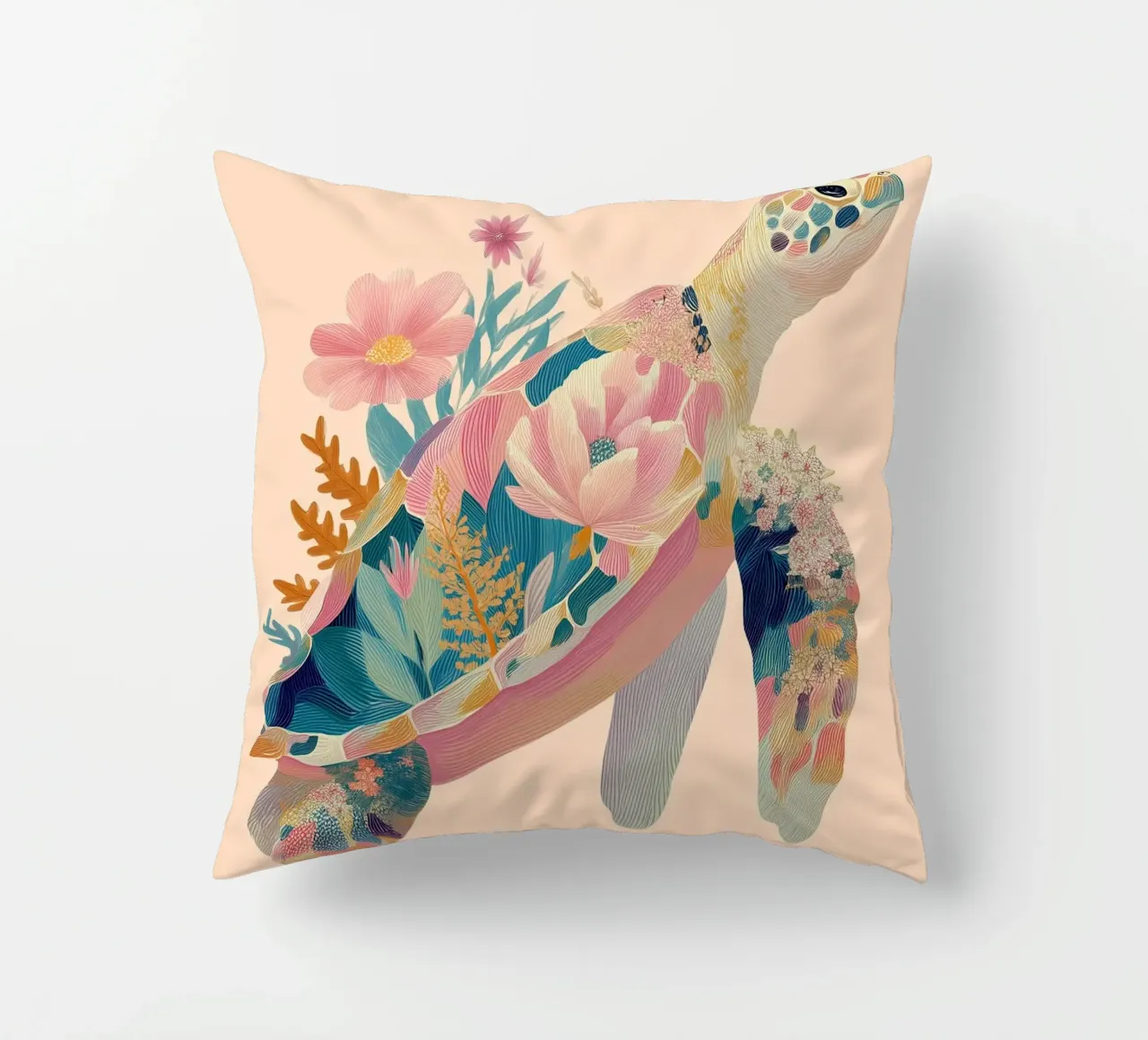 Portrait of a Turtle in Bloom cuscino da Luca