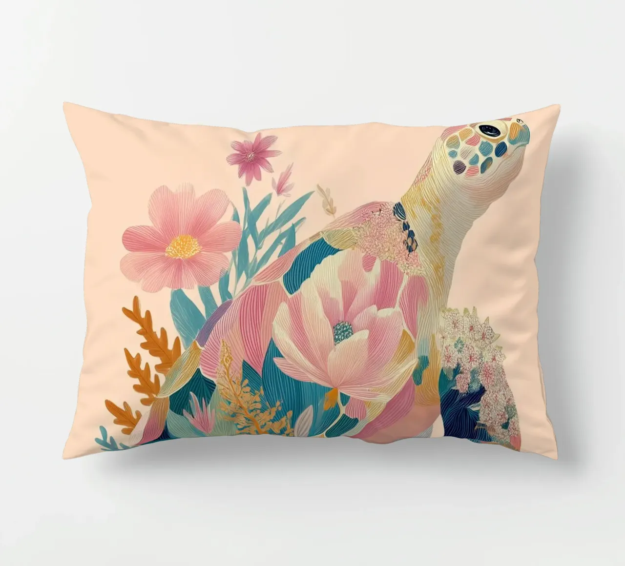 Portrait of a Turtle in Bloom cuscino da Luca