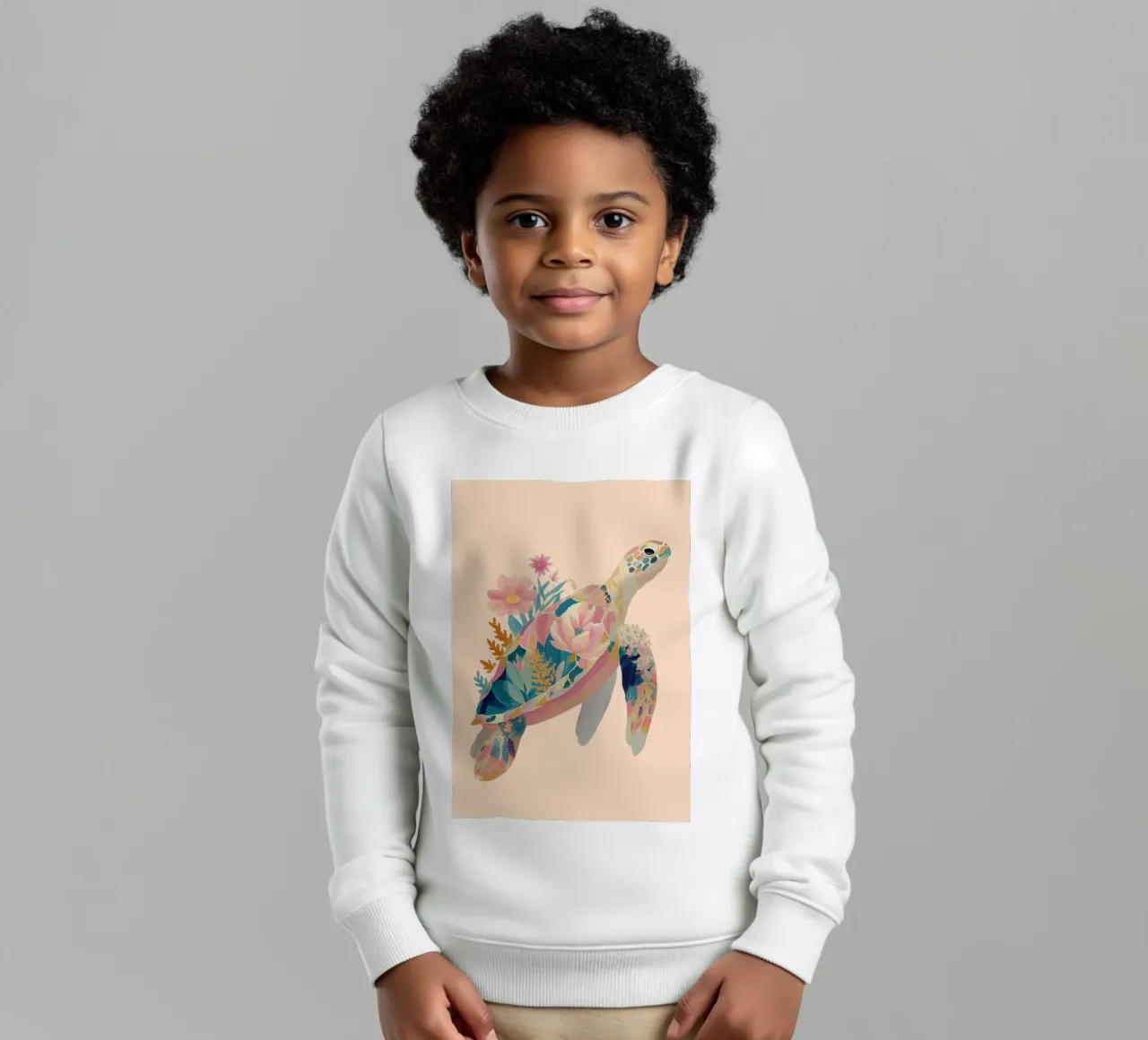 Portrait of a Turtle in Bloom felpa bambino da Luca