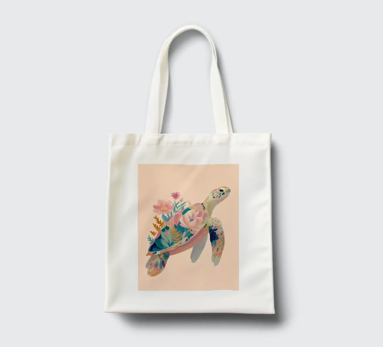 Portrait of a Turtle in Bloom borsa in juta da Luca