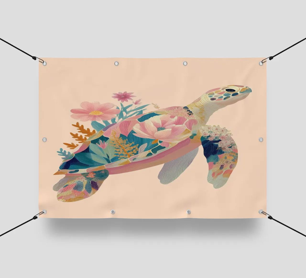 Portrait of a Turtle in Bloom pvc-zeil van Luca