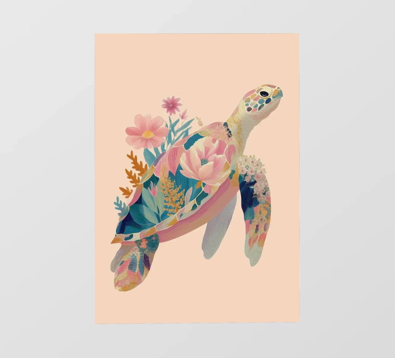 Portrait of a Turtle in Bloom pvc-zeil van Luca