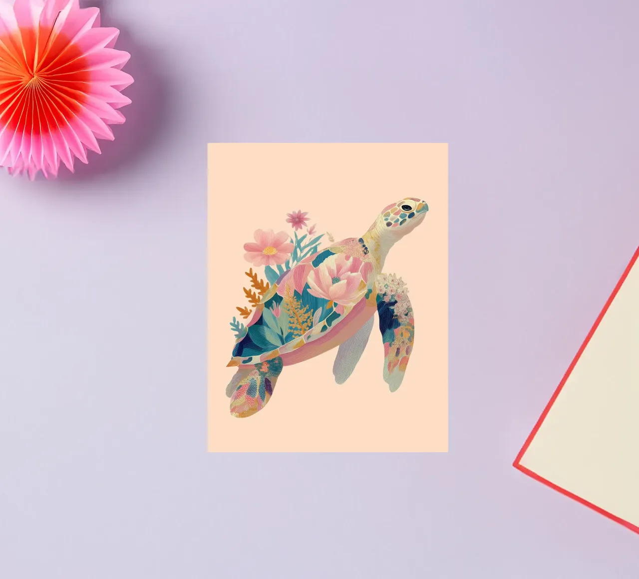 Portrait of a Turtle in Bloom Sticker von Luca