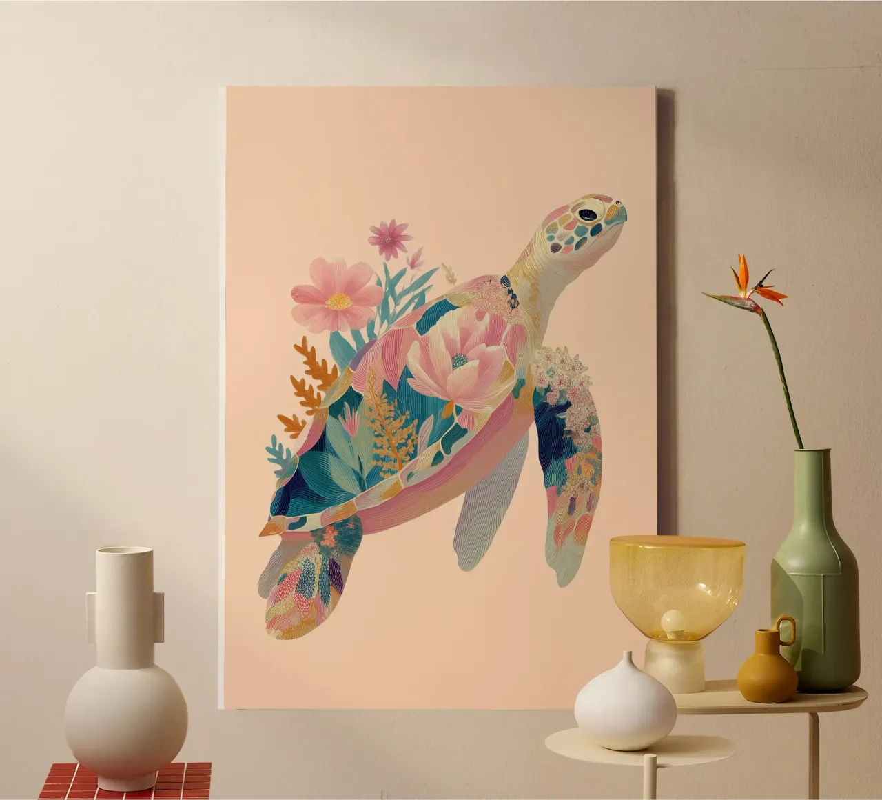 Portrait of a Turtle in Bloom lienzo de Luca