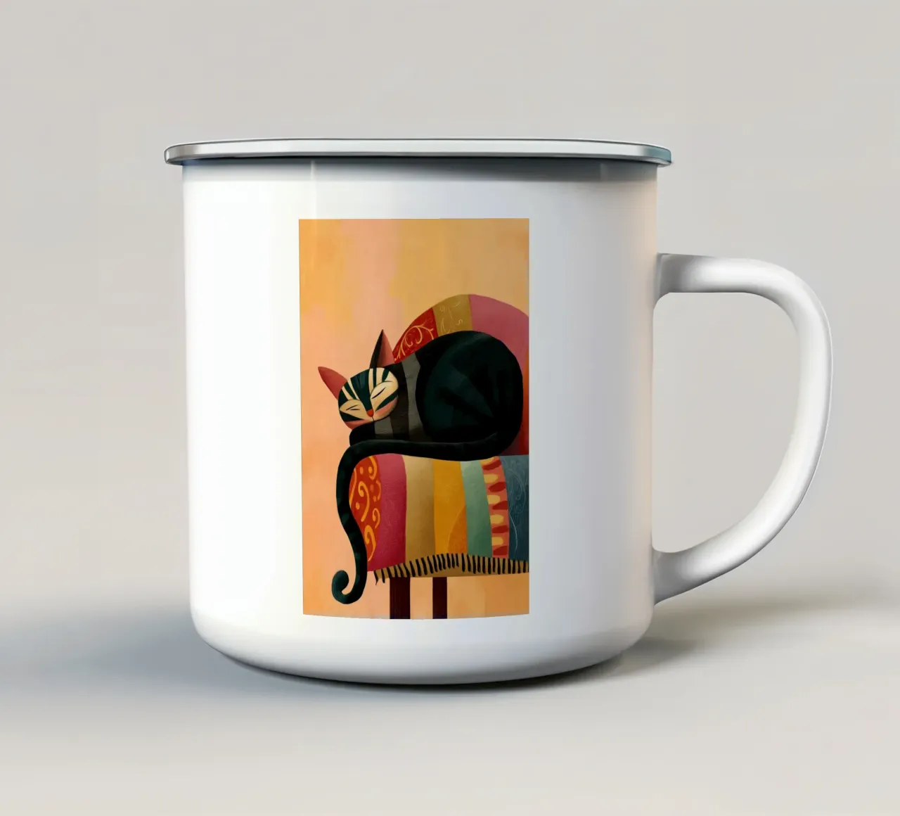 The Dreaming Cat tazza in smalto da Luca