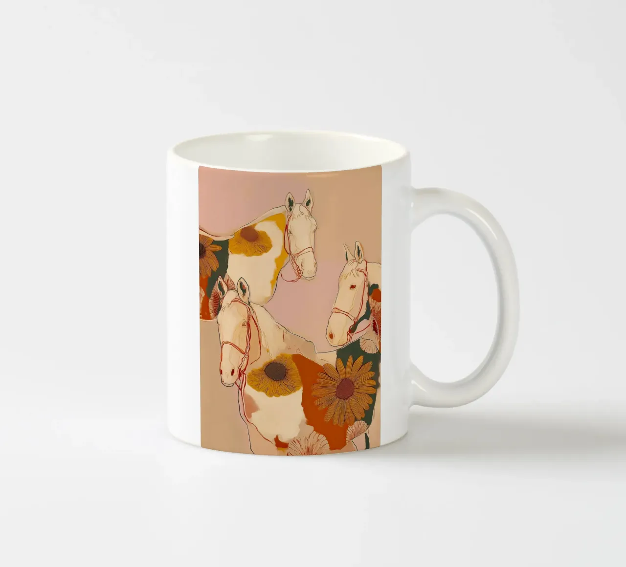 Sunflower Horses in Golden Harmony tazza in ceramica da Luca