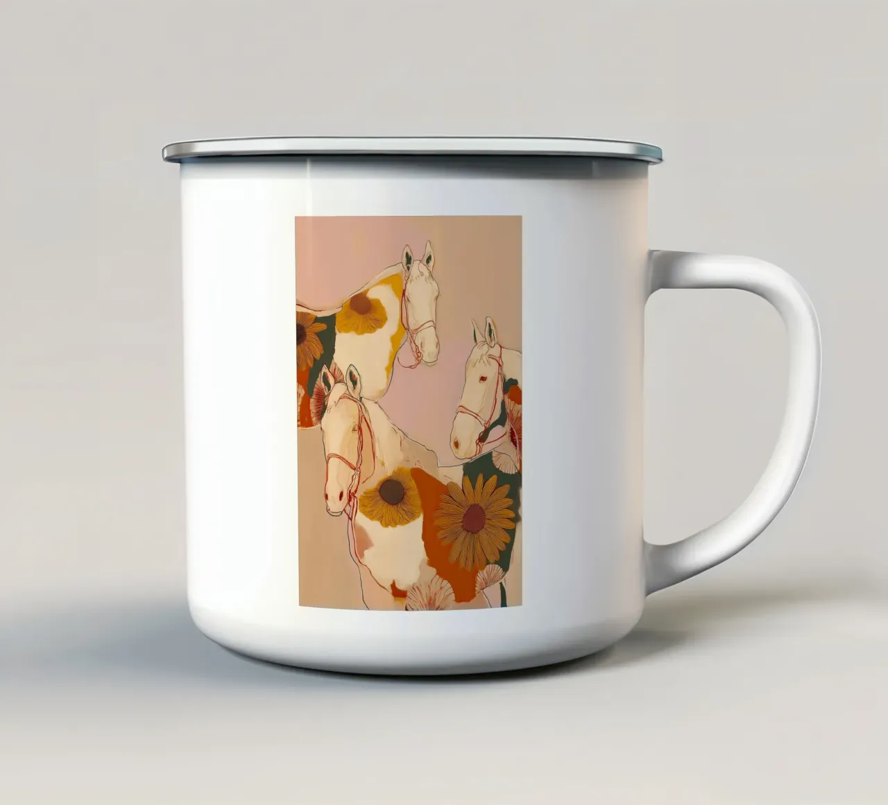 Sunflower Horses in Golden Harmony tazza in smalto da Luca