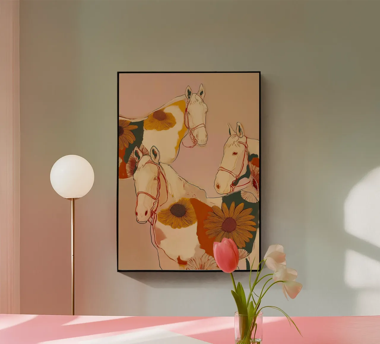 Sunflower Horses in Golden Harmony plexiglass da Luca