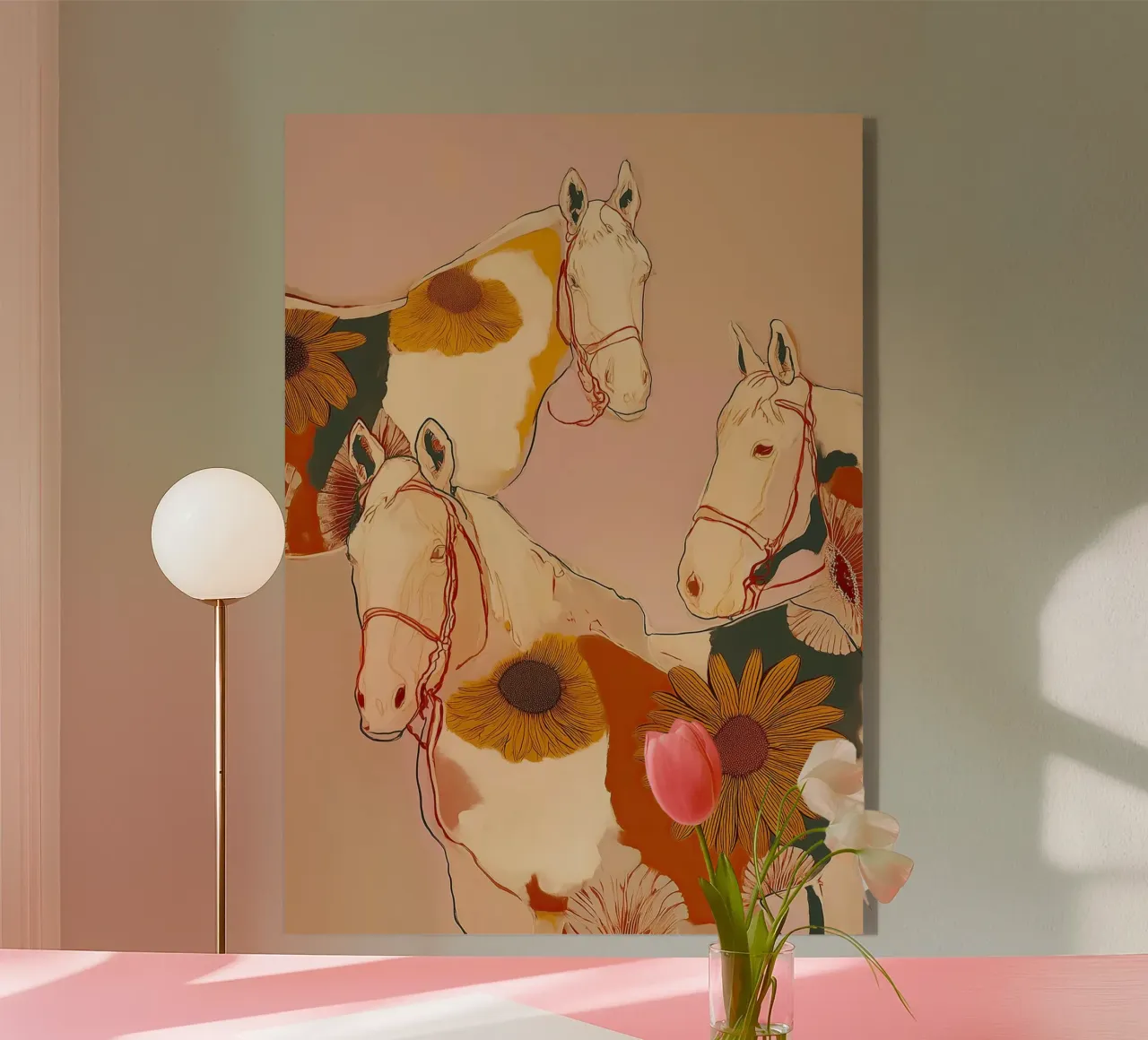 Sunflower Horses in Golden Harmony plexiglass da Luca