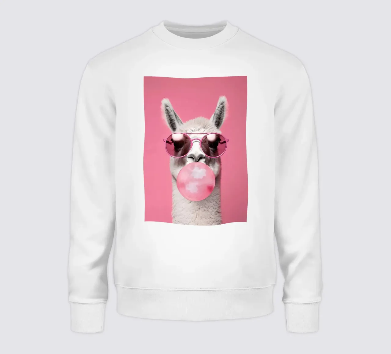 Lama mit Kaugummi Sweatshirt von Emil Art Studio