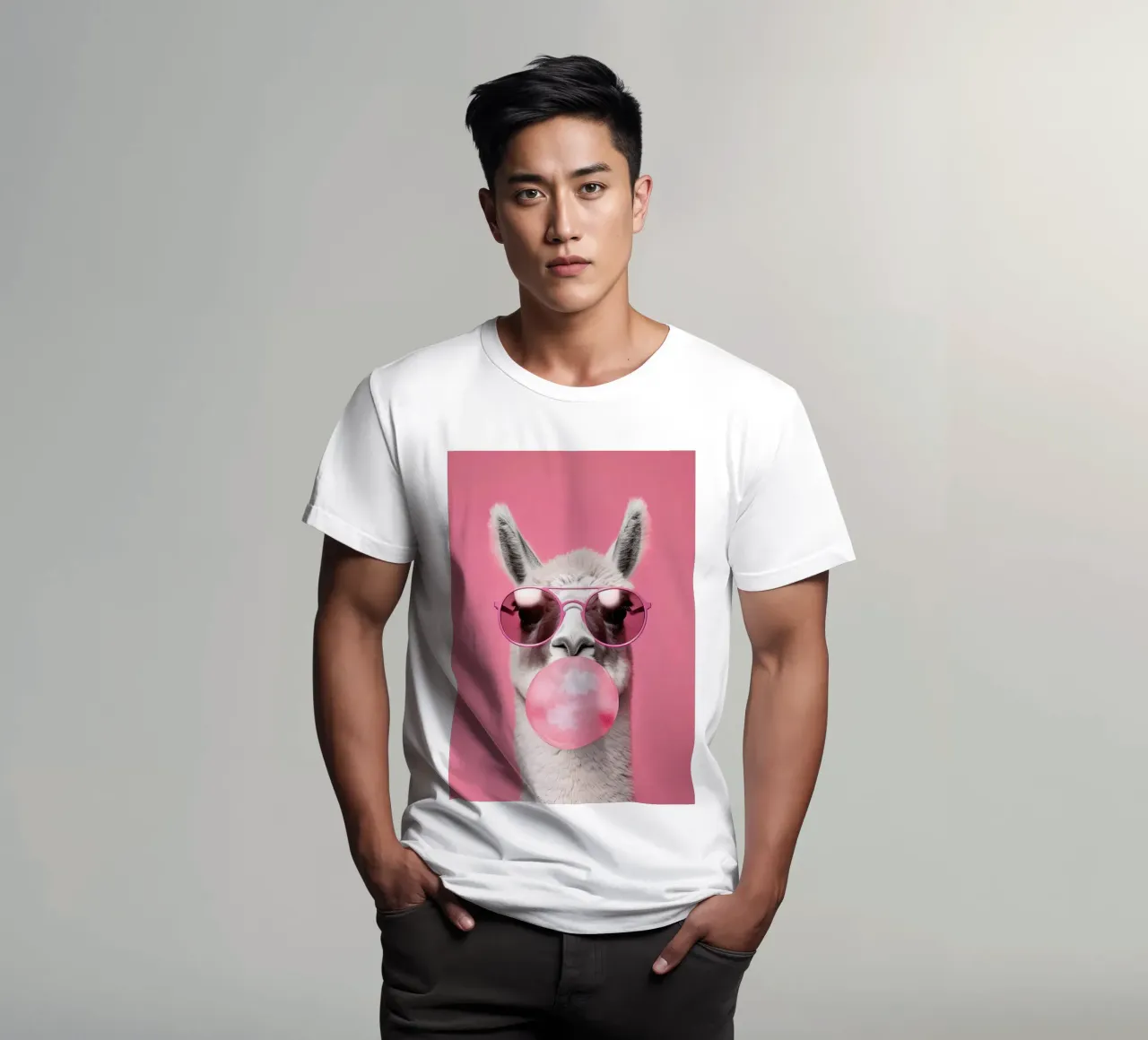 Lama con gomma da masticare t-shirt da Emil Art Studio